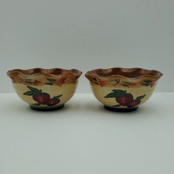 Giftcraft Country Fair Soup Cereal Bowls 2003 Apple Ruffled Edge Dessert Bowls - Picture 1 of 10